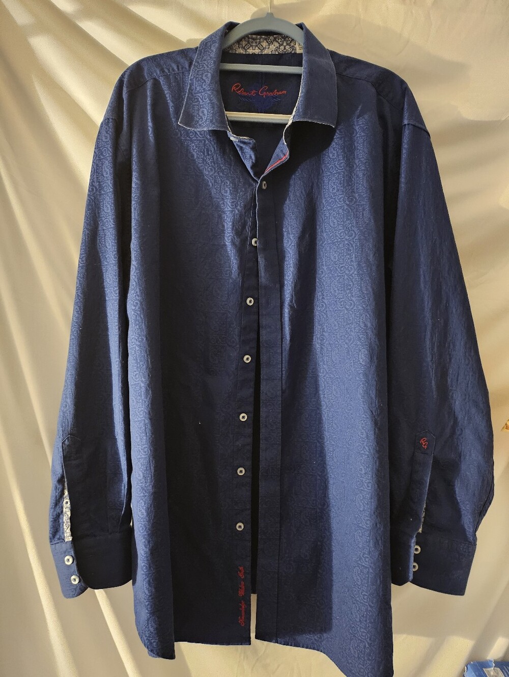 Robert Graham Men’s Blue Paisley Design Long Sleeve Button Up Size 2XL